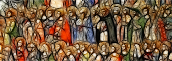 Zeichnung mit vielen Heiligen
