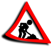Rotes Dreieck, in der Mitte befindet sich ein Bauarbeiter